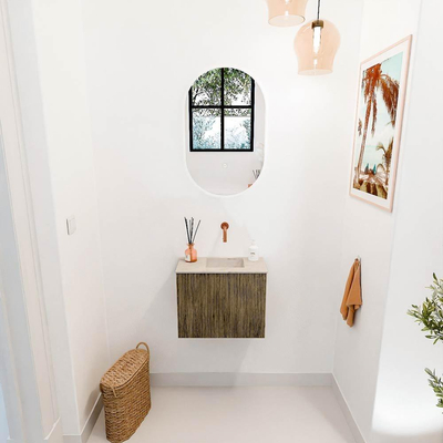 Mondiaz JOYA-DLUX 50cm toiletmeubel - kleur Dusk - Wastafel FAYE positie Rechts Zonder kraangat kleur Frappe.