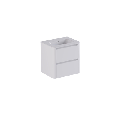 Thebalux Sunny Badmeubelset - 62x46x57cm - wastafel - keramiek - 1 kraangat - glans wit - onderkast - 2 lades - greeploos - houtfineer - Ibiza White (wit)