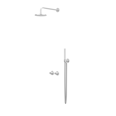 IVY Concord Ensemble de douche pluie - encastré - symmetry - inverseur arrêt 2 voies - bras mural 40cm - douche de tête medium 30cm - support avec sortie - flexible de douche 150cm - douchette à main bâton - Inox 316 - brossé