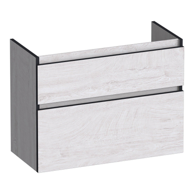 BRAUER Delight Edge meuble sous-lavabo peu profond 80 2 tiroirs softclose - sans poignées - 1 découpe pour siphon - Forest Seashell