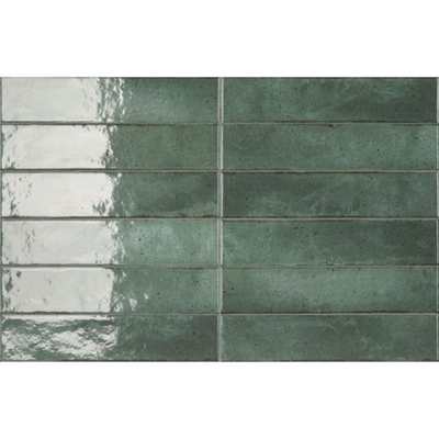 SAMPLE Ceramic-Apolo Raku Carreau mural - 6X27cm - 7,7mm - Rectangle - Green Jade Brillant