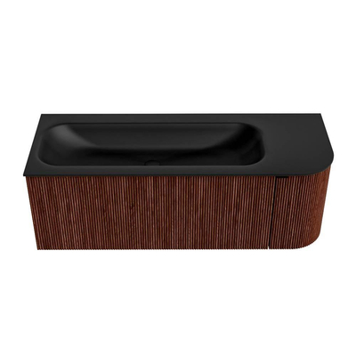 Mondiaz KURVE Ensemble de meuble de salle de bains - 125x46x40cm - 1 tiroir - 1 porte - lavabo solid surface - gauche - 1 trou de robinet - Ruby