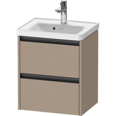 Duravit Ketho 2 Meuble sous-lavabo - 2 tiroirs - 48.4x37.5x54.9cm - poignées anthracite - lin lin mat