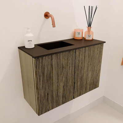 Mondiaz JOYA 60cm meuble de toilette - couleur Dusk - Vasque FAYE position Gauche Sans trou de robinet couleur Urban