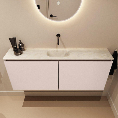 MONDIAZ TURE-DLUX Meuble WC 120 cm Rosee. Lavabo EDEN Ostra position milieu. Sans trou de robinet.