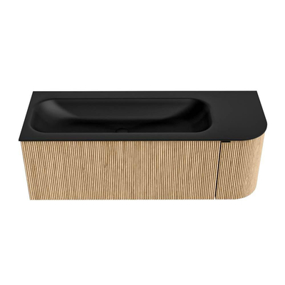 MONDIAZ KURVE meuble de salle de bains 125cm avec module 25 R couleur chêne avec 1 tiroir et 1 porte. Lavabo BIG MEDIUM gauche 1 trou de robinet Urban.