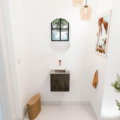Mondiaz JOYA-DLUX 40cm toiletmeubel - kleur Shadow - Wastafel FAYE positie Midden Zonder kraangat kleur Oza.