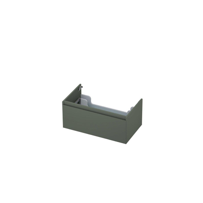 INK Wastafelonderkast - 80x45x35cm - 1 lade - greeploos - 45 graden afwerking rondom - MDF lak Mat beton groen
