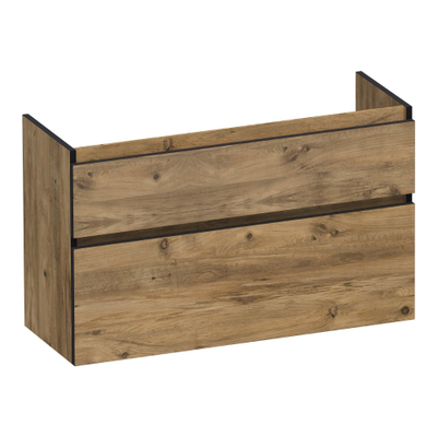 BRAUER Delight Edge wastafelonderkast ondiep 100 2 softclose lades - greeploos - 1 sifon uitsparing - Chateau