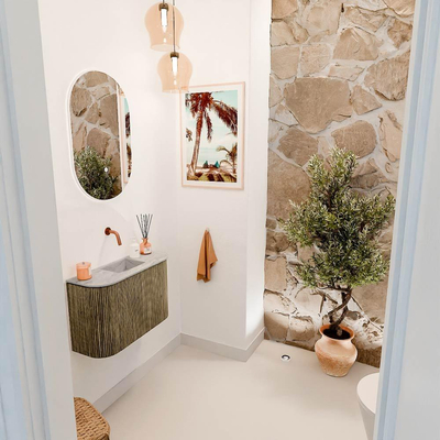 Mondiaz JOYA-DLUX 63.2cm toiletmeubel - ronding links en rechts kleur Dusk - Wastafel FAYE positie Midden Zonder kraangat kleur Glace.