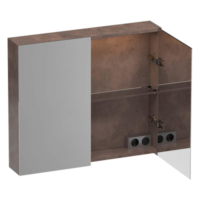 BRAUER Impress Deluxe armoire de toilette avec miroir - 80x70x15cm - éclairage interne et externe - 2 portes miroir double face - Erosion