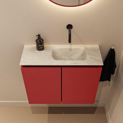 MONDIAZ TURE-DLUX Meuble toilette - 60cm - Fire - EDEN - vasque Ostra - position droite - sans trou de robinet