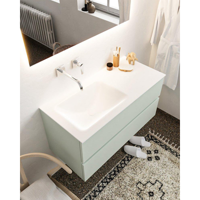 Mondiaz VICA ensemble de meuble de salle de bain - 100cm - meuble sous lavabo gris - 2 tiroirs - lavabo cloud gauche - sans trou de robinet - miroir LED - version XL 60cm de haut