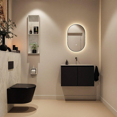 MONDIAZ TURE-DLUX 80cm toiletmeubel Urban. EDEN wastafel Opalo positie midden. Zonder kraangat.