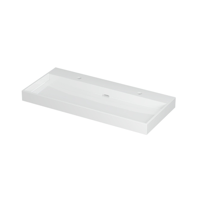 INK Urban wastafel - 100x45x8cm - 1 wasbak - 2 kraangaten - porselein wit glans