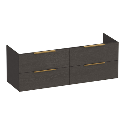 BRAUER Elevate meuble sous-lavabo 140 sans poignées posées 4 tiroirs softclose et 2 découpes pour siphon - Timber Anthracite