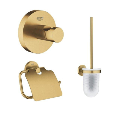 Grohe Start toiletset - toiletborstelhouder - handdoekhaak - toiletrolhouder - Sunrise Geborsteld