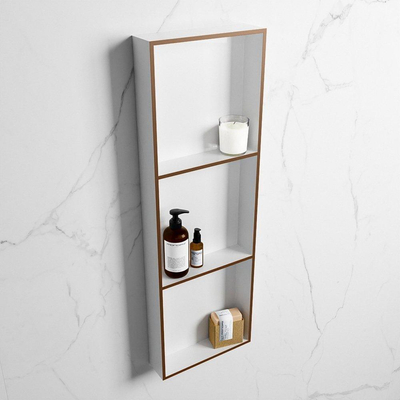 Mondiaz Easy nis 29.5x89.5x8cm voor Inbouw/opbouw 3 open vakken Solid surface Talc/Rust