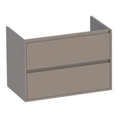 Saniclass New Future Wastafelonderkast - 80x46x55cm - 2 greeploze softclose lades - 1 sifonuitsparing - MDF - hoogglans taupe