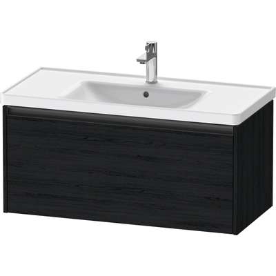 Duravit Ketho.2 Wastafelonderbouwkast - met 1 lade - 98.4x45.5x44cm - met greep antraciet - eiken zwart mat