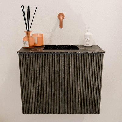 Mondiaz JOYA-DLUX 50cm toiletmeubel - kleur Shadow - Wastafel FAYE positie Midden Zonder kraangat kleur Lava.