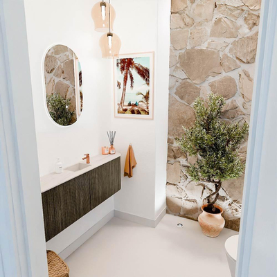 Mondiaz JOYA-DLUX 123.2cm toiletmeubel - ronding links en rechts kleur Shadow - Wastafel FAYE positie Midden 1 kraangat kleur Meli.