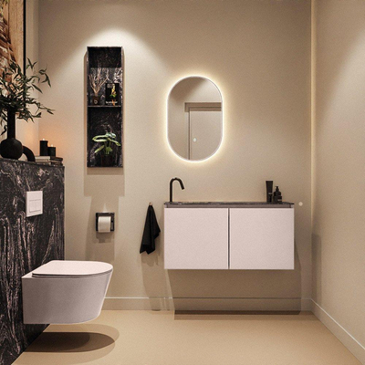 MONDIAZ TURE-DLUX 100cm toiletmeubel Rosee. EDEN wastafel Lava positie links. Met 1 kraangat.