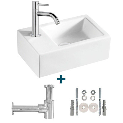 Nemo Spring Sula ensemble lave-mains 37x23,5cm sans trop-plein inclus siphon et robinet porcelaine blanc