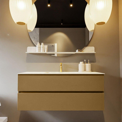 Mondiaz VICA-DLUX Ensemble de meuble de salle de bain - 120cm - meuble sous-vasque oro - 2 tiroirs - lavabo encastré cloud milieu - 1 trou de robinet - version haute de 60cm - opalo