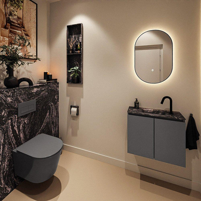 MONDIAZ TURE-DLUX Meuble de toilettes 60 cm Dark Grey. EDEN lavabo Lava position milieu. Avec 1 trou de robinet.