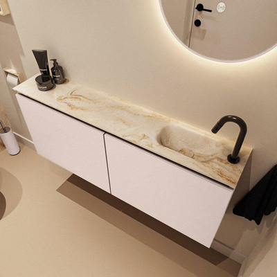 MONDIAZ TURE-DLUX Meuble de WC 120 cm Rosee. EDEN lavabo Frappe position droite. Avec 1 trou de robinet.