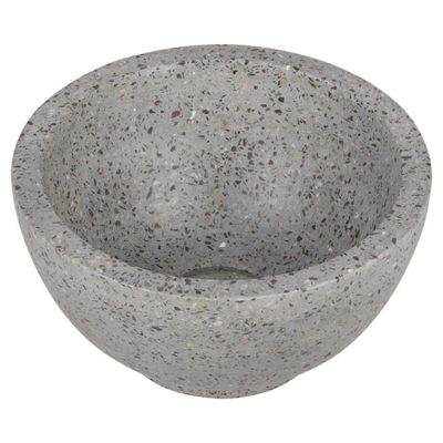 Differnz fontein – 40x21x10 cm – terrazzo grijs – zonder kraan – met licht eiken frame