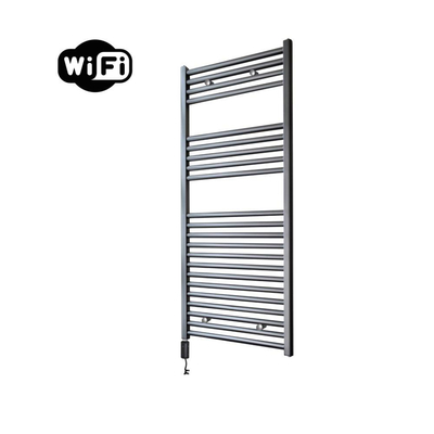 Sanicare HVW Elektrische Radiator - 111.8x45cm - 596W - wifi - thermostaat - zwart - linksonder - gunmetal (antraciet)