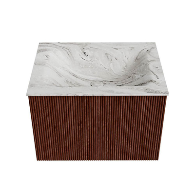 Mondiaz KURVE-DLUX Ensemble meuble de salle de bain - 60x46x40cm - 1 tiroir - vasque solid surface - centrale - sans trou de robinet - Ruby