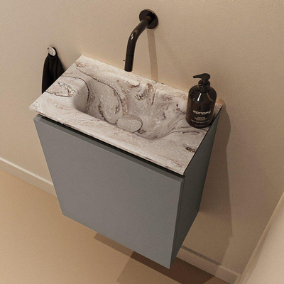MONDIAZ TURE-DLUX Meuble de toilette 40cm Smoke. Lavabo EDEN Glace position milieu. Sans trou de robinet.