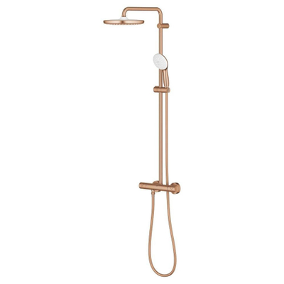 GROHE Tempesta 250 doucheset - met thermostaat wand - geborsteld warm sunset (koper)