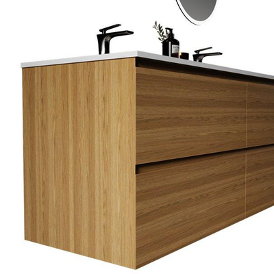 Saniclass Terra Wastafelonderkast - 140cm - 4 lades - sandwood