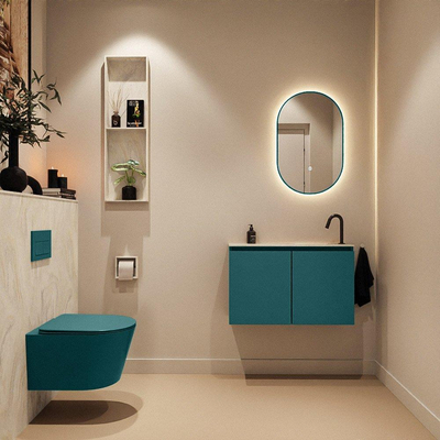 MONDIAZ TURE-DLUX Meuble toilette - 80cm - Smag - EDEN - vasque Ostra - position droite - 1 trou de robinet