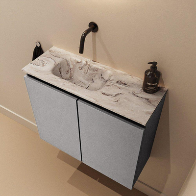 MONDIAZ TURE-DLUX meuble de WC 60 cm Plata. EDEN lavabo Glace position à gauche. Sans trou de robinet.