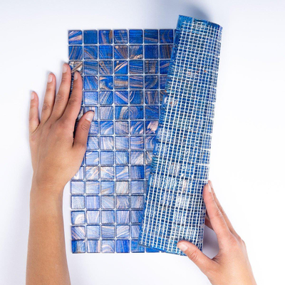 La Mosaic Factory Amsterdam carreau mosaïque - 32,2x32,2cm - carrelage mural et de sol - Carré - Verre Bleu Moyen brillant