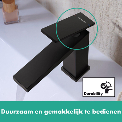 Hansgrohe Tecturis E Wastafelkraan - bidet - handdouche - doucheslang - 160cm - 14.4cm uitloop - mat zwart