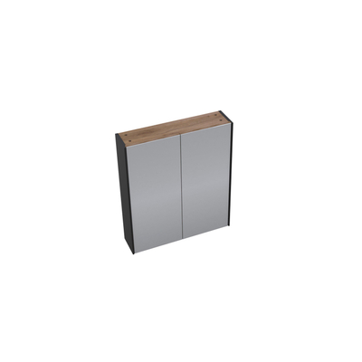 Adema Industrial Spiegelkast 60x70x15cm 2 deuren hout/zwart