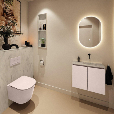 MONDIAZ TURE-DLUX Meuble toilette - 60cm - Rosee - EDEN - vasque Opalo - position droite - sans trou de robinet
