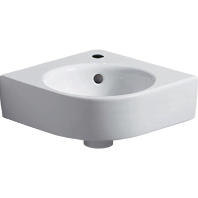 Geberit Renova compact Lave-mains d'angle 45cm 1 trou pour robinet avec trop-plein blanc
