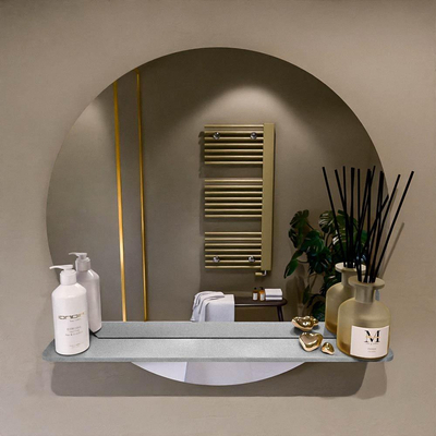Mondiaz SPOT Badkamerspiegel - rond 70cm - spiegelplanchet - kleur Plata