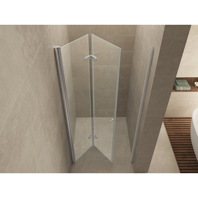 Wiesbaden Maki Porte de niche pliante gauche 900 x 2000 x 8 mm verre clair nano chrome