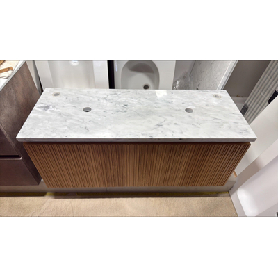 Saniclass Holz Base Badkameronderkast - 120cm - 1 lade - greeploos - eiken - met Forzalaqua topblad - marmer - OUTLET UDEN