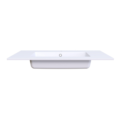Arcqua Mira Lavabo encastré - 91x46x1.5cm - vasque simple - 1 trou de robinet - marbre de synthèse - blanc mat