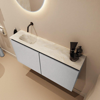MONDIAZ TURE-DLUX 100cm toiletmeubel Plata. EDEN wastafel Ostra positie links. Zonder kraangat.
