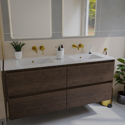 Saniclass Holz Atelier Badkameronderkast - 140x45x60cm - 4 lades - Eiken charcoal